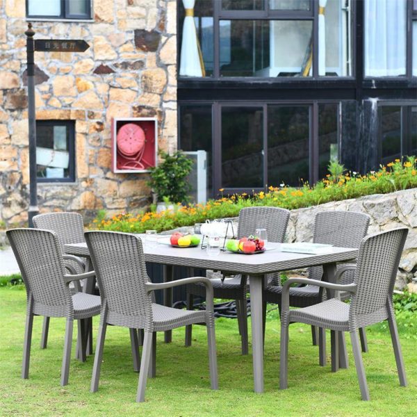 outdoor extendable plastic table with 8 chair