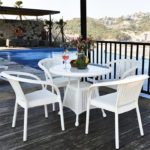 outdoor plastic furniture with tempered glassy table