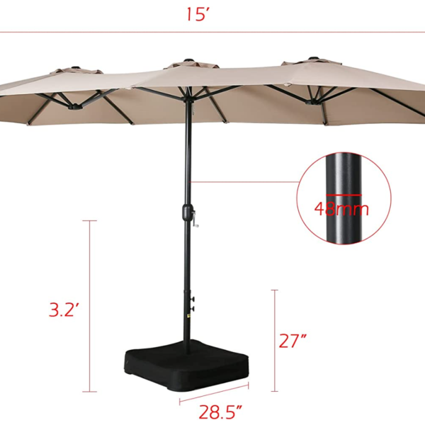 15 Foot Double Sided Umbrella dimensions