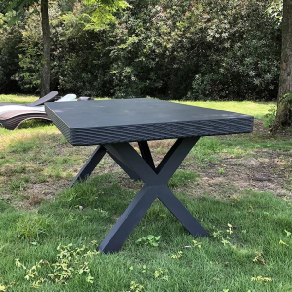 6 Seater Charcoal Gray Resin Garden Table black